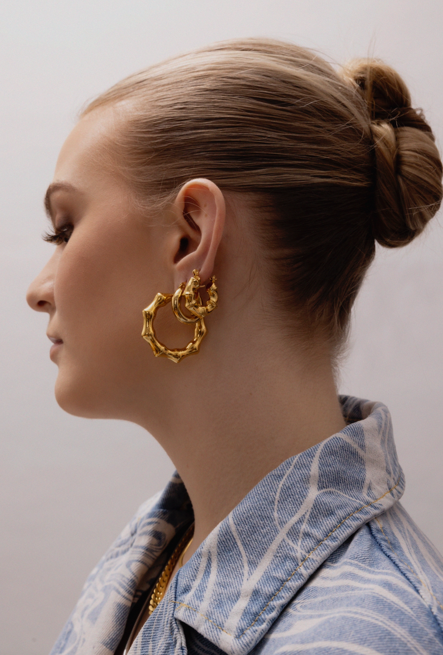Bamboo 18k Gold Plated Hoop Earrings