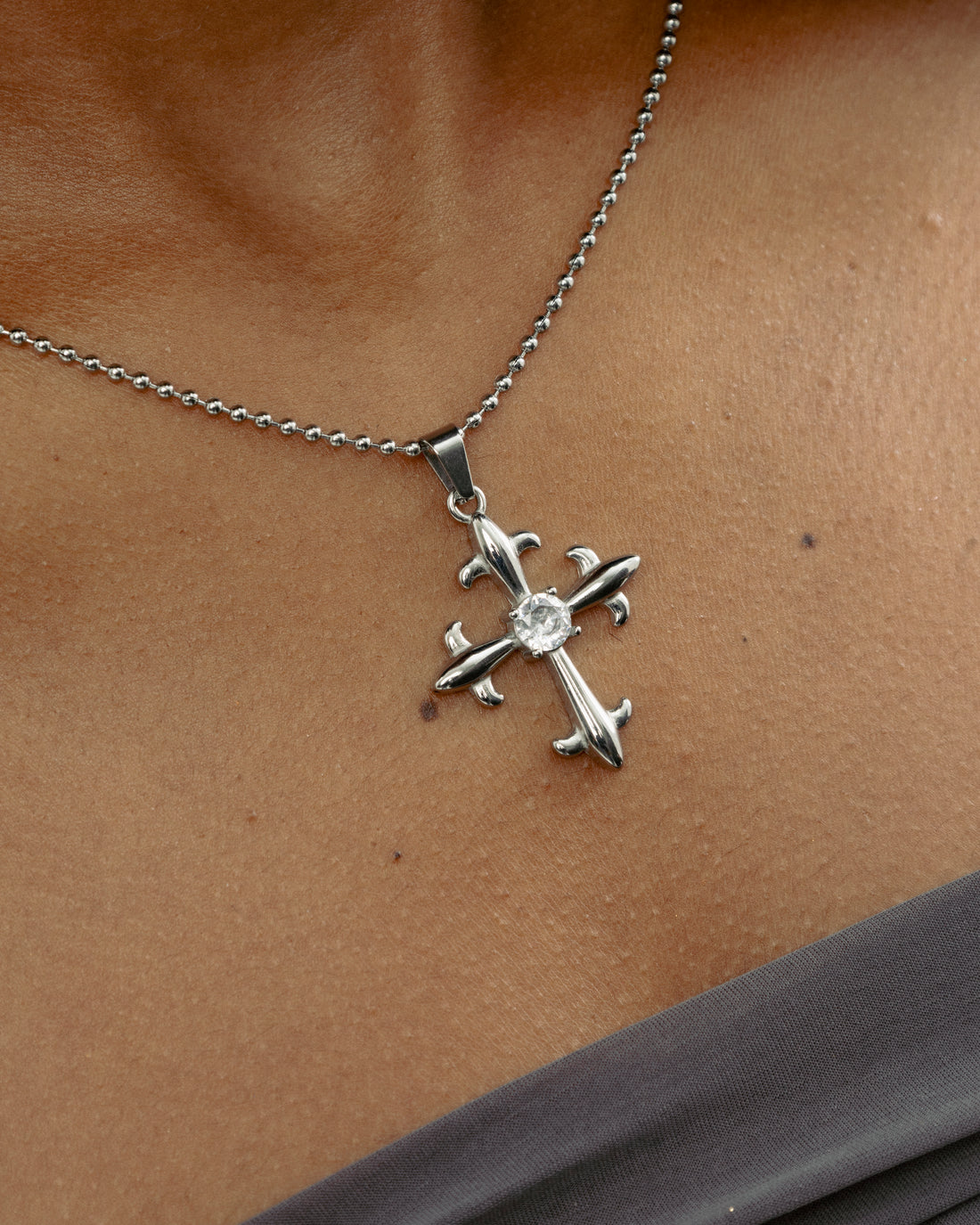 Lumiere Cross Pendant Stainless Steel Necklace
