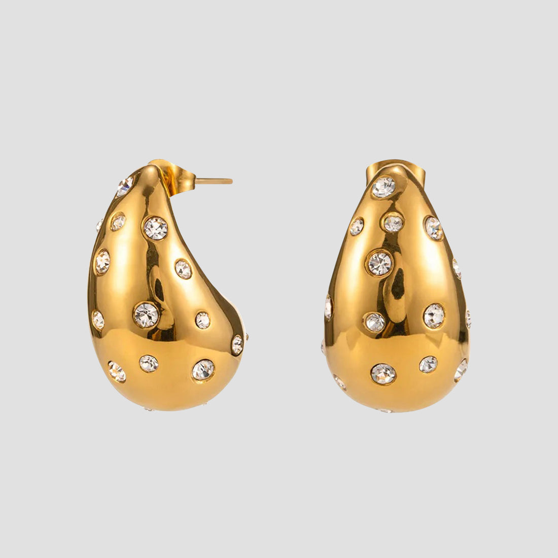 Bling Bling CZ Tear Drop 18k Gold Earrings