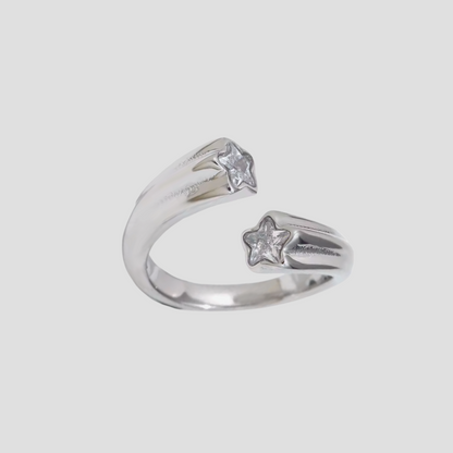 Double Star Gemstone Stainless Steel Ring - GRISÉ NYC 1