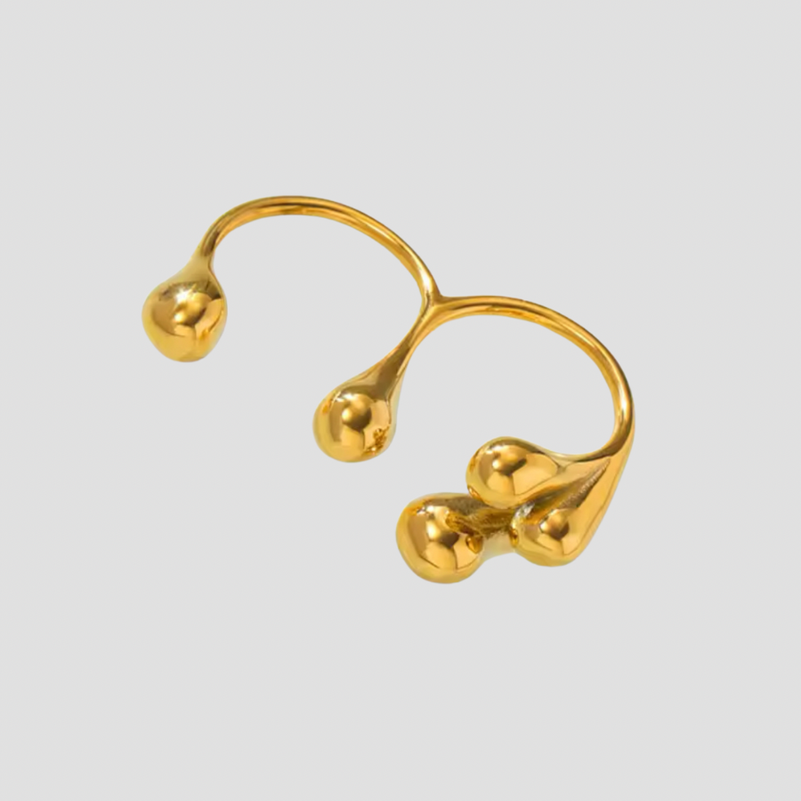 Two-Finger Molecule 18k Gold Plated Ring