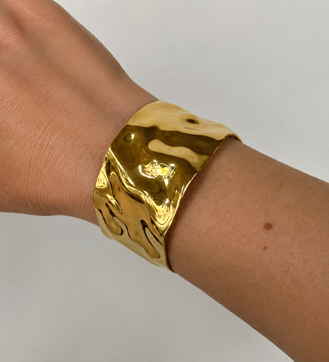 Stainless Steel Aztec 18k Gold Cuff Bracelet