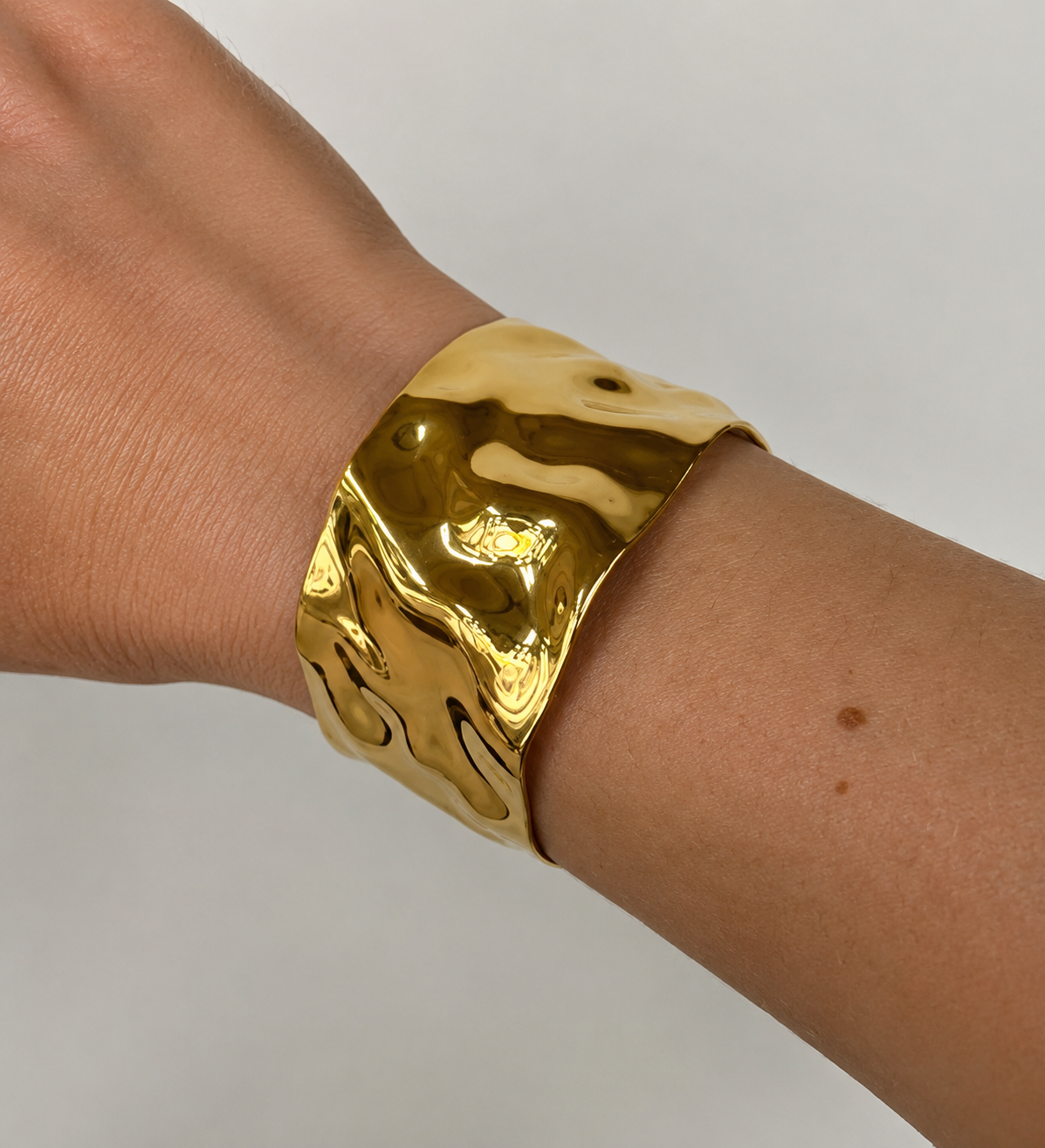 Stainless Steel Aztec 18k Gold Cuff Bracelet