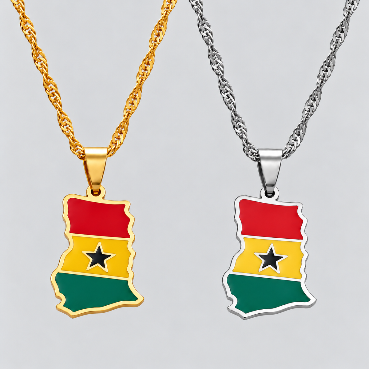 Ghana Map Enamel Pendant Necklace
