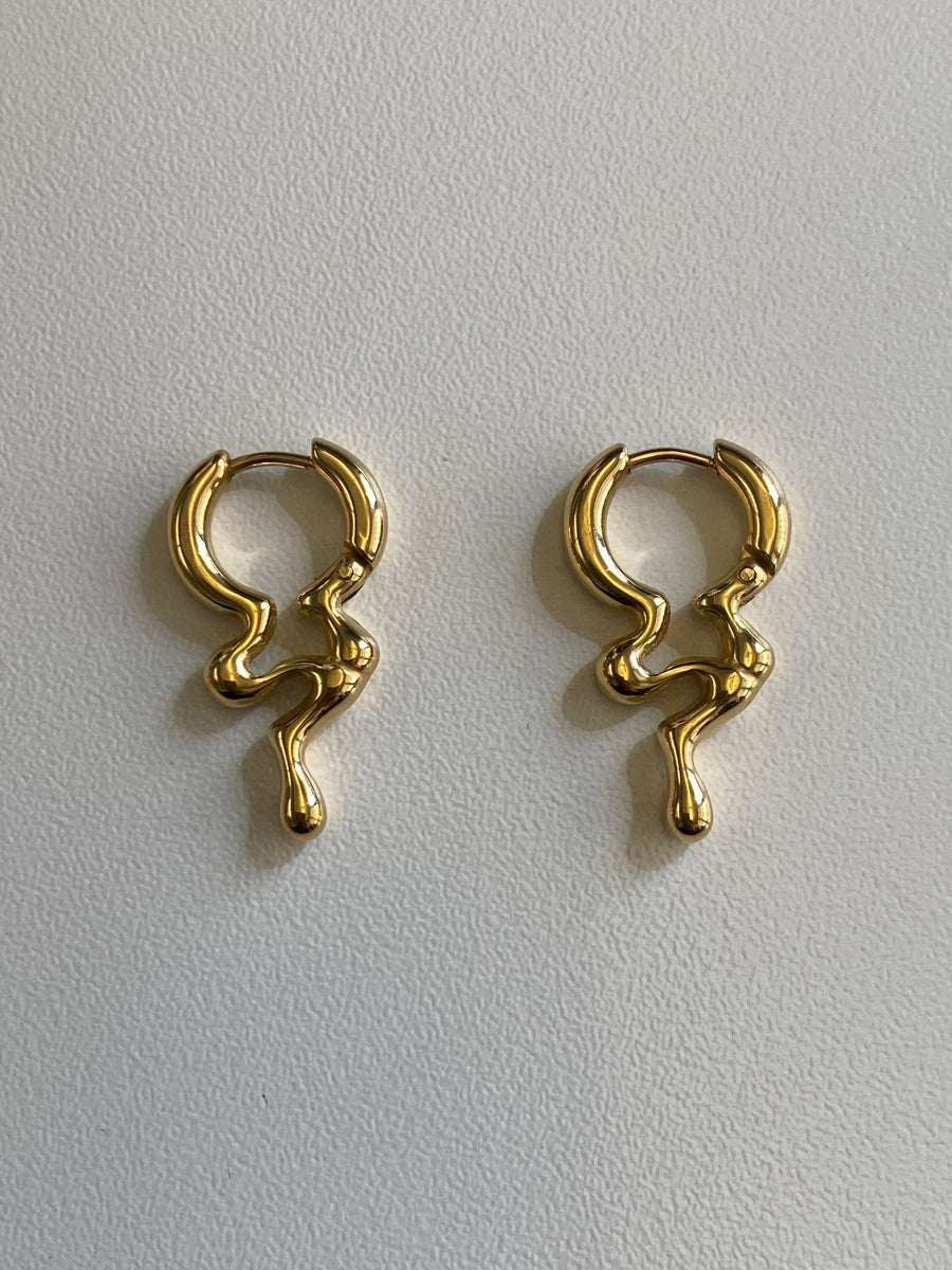 Drip Huggie 18k Gold Plated Earrings