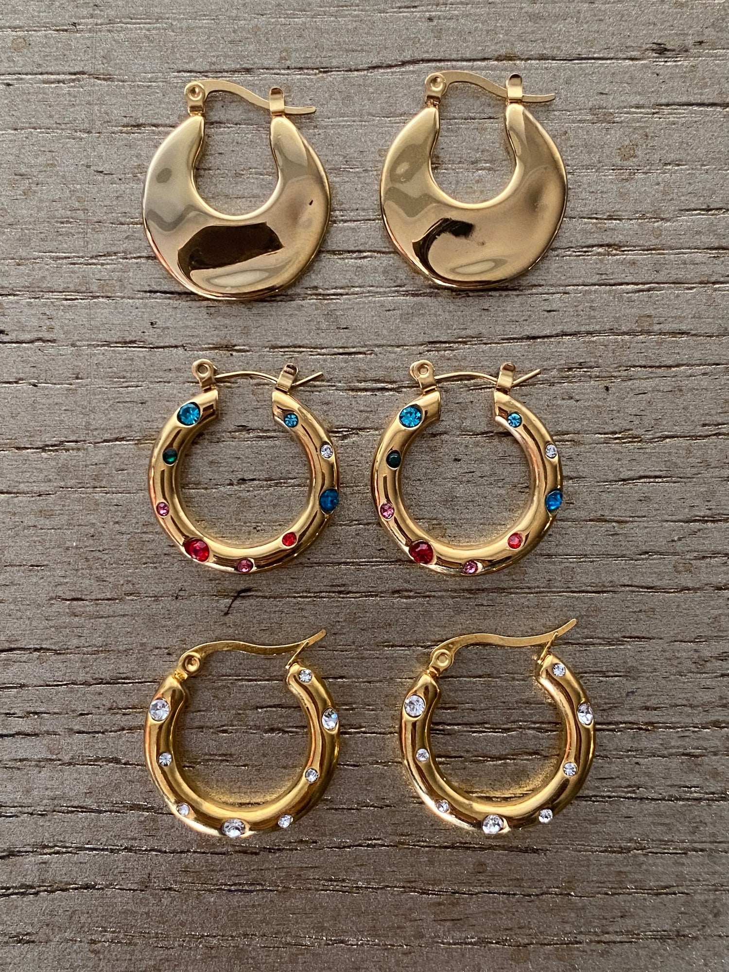 Rainbow Gemstone Hoop Earrings