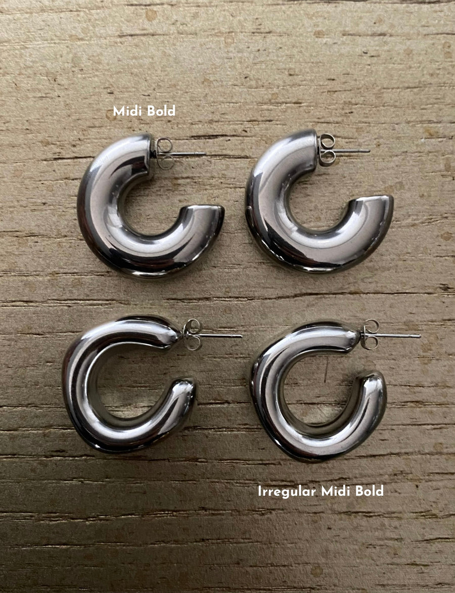 Midi Bold Stainless Steel Earrings