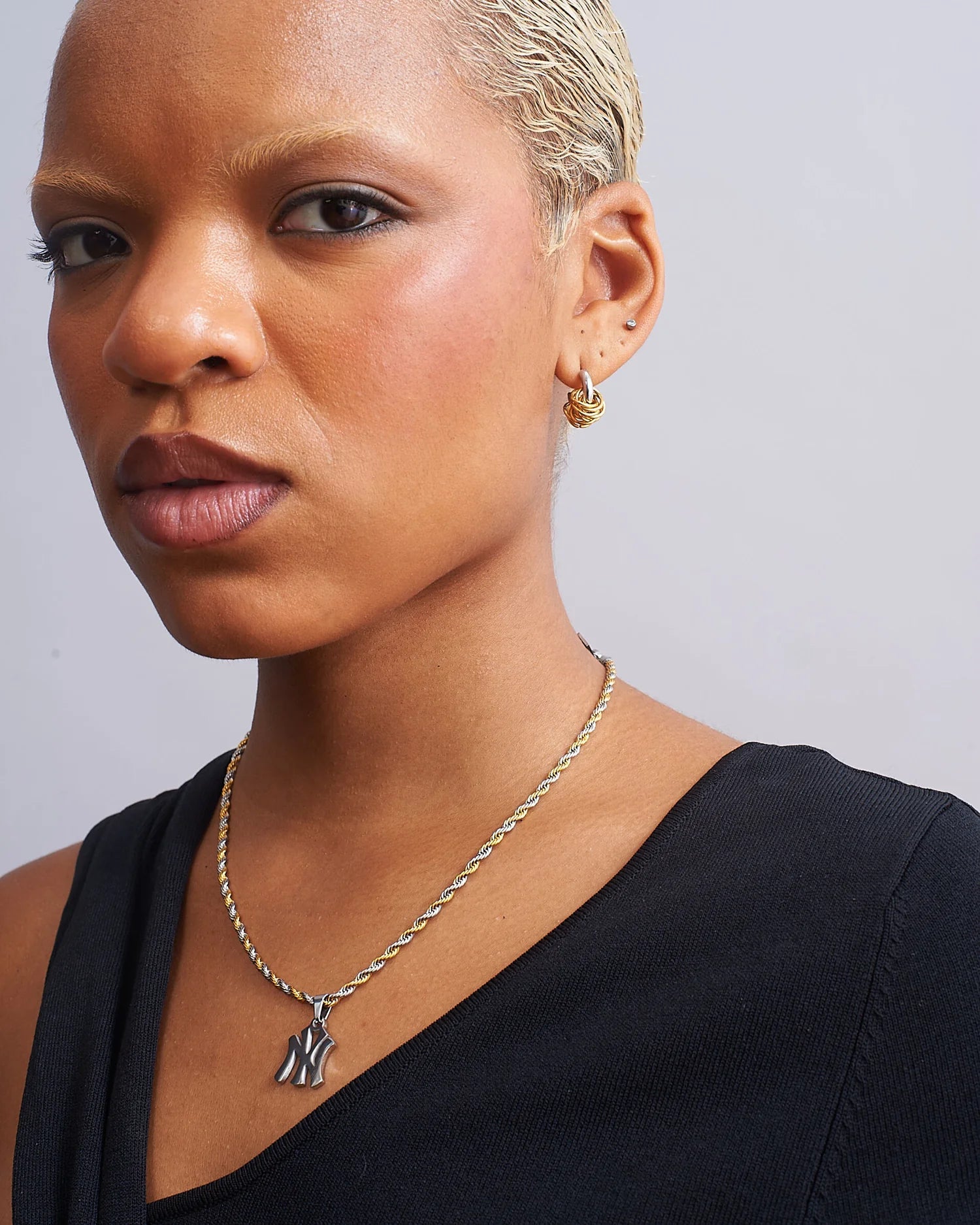 New York Yankees Stainless Steel Pendant 2-Tone Necklace | GRISÉ NYC
