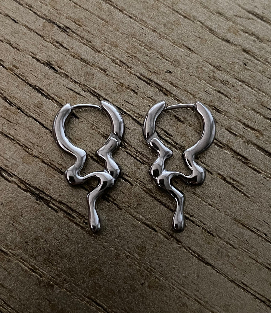 Drip Huggie Steel Earrings