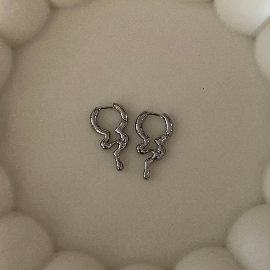 Drip Huggie Steel Earrings