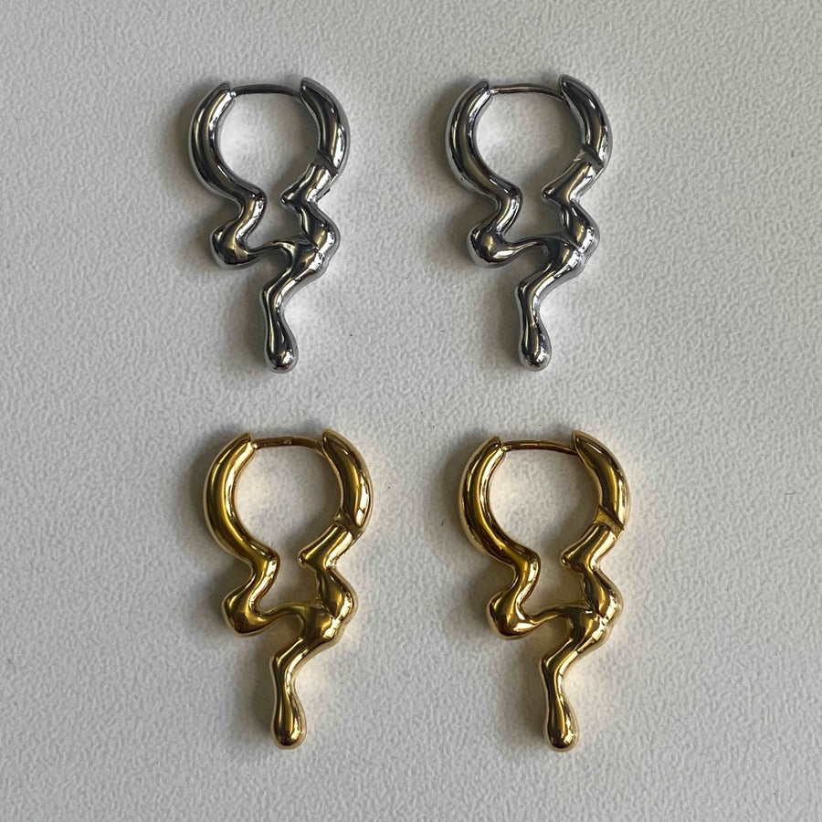 Drip Huggie Steel Earrings