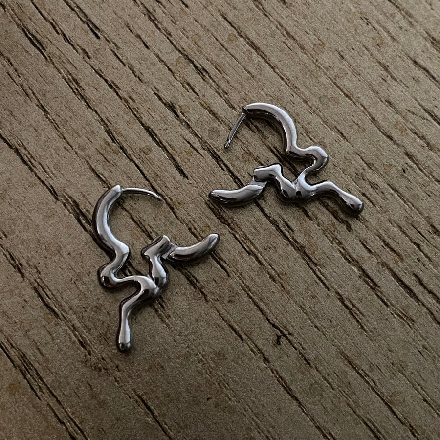 Drip Huggie Steel Earrings