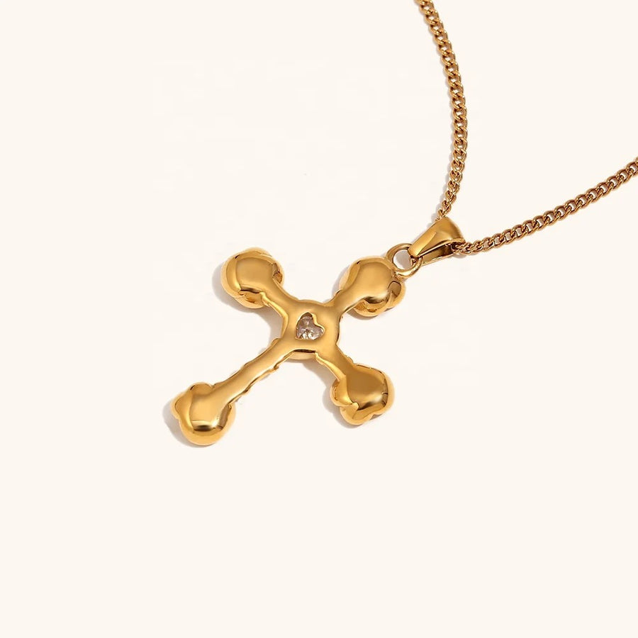 Heart Gemstone Cross Necklace