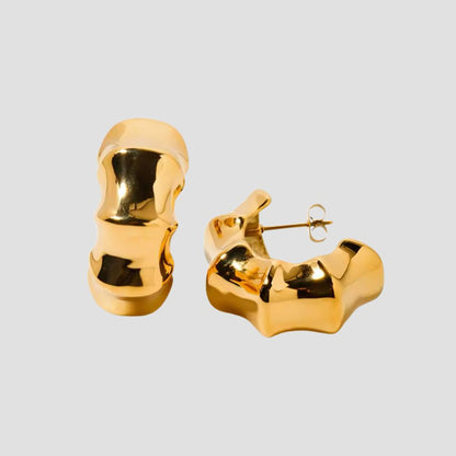 Bold Midi Bamboo 18k Gold Earrings
