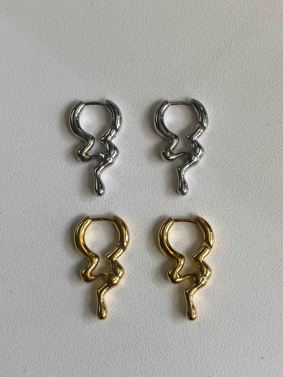 Drip Huggie 18k Gold Plated Earrings