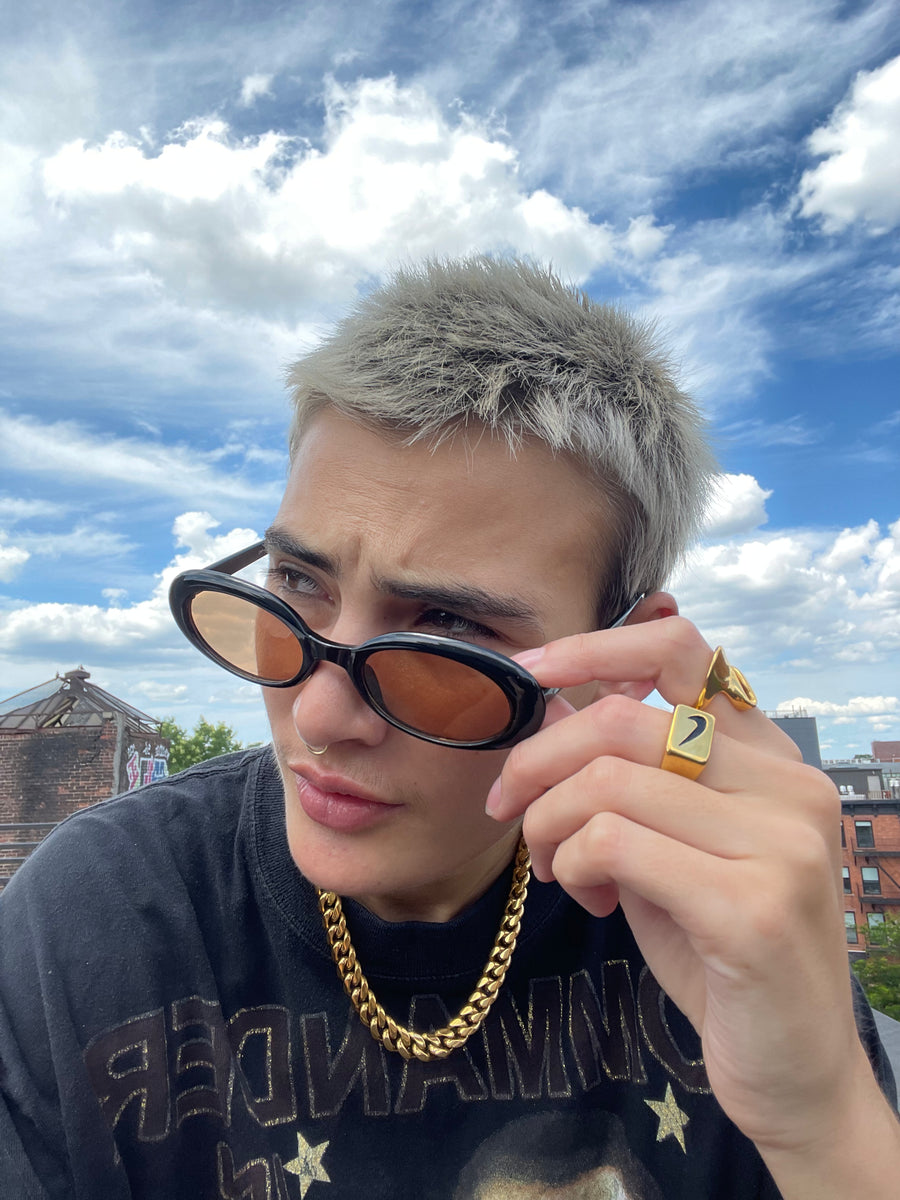 Retro Black-Brown Round Sunglasses
