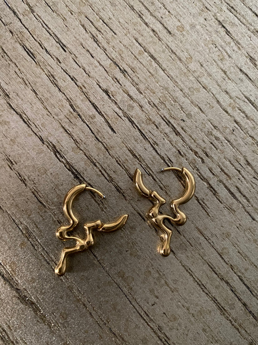 Drip Huggie 18k Gold Plated Earrings