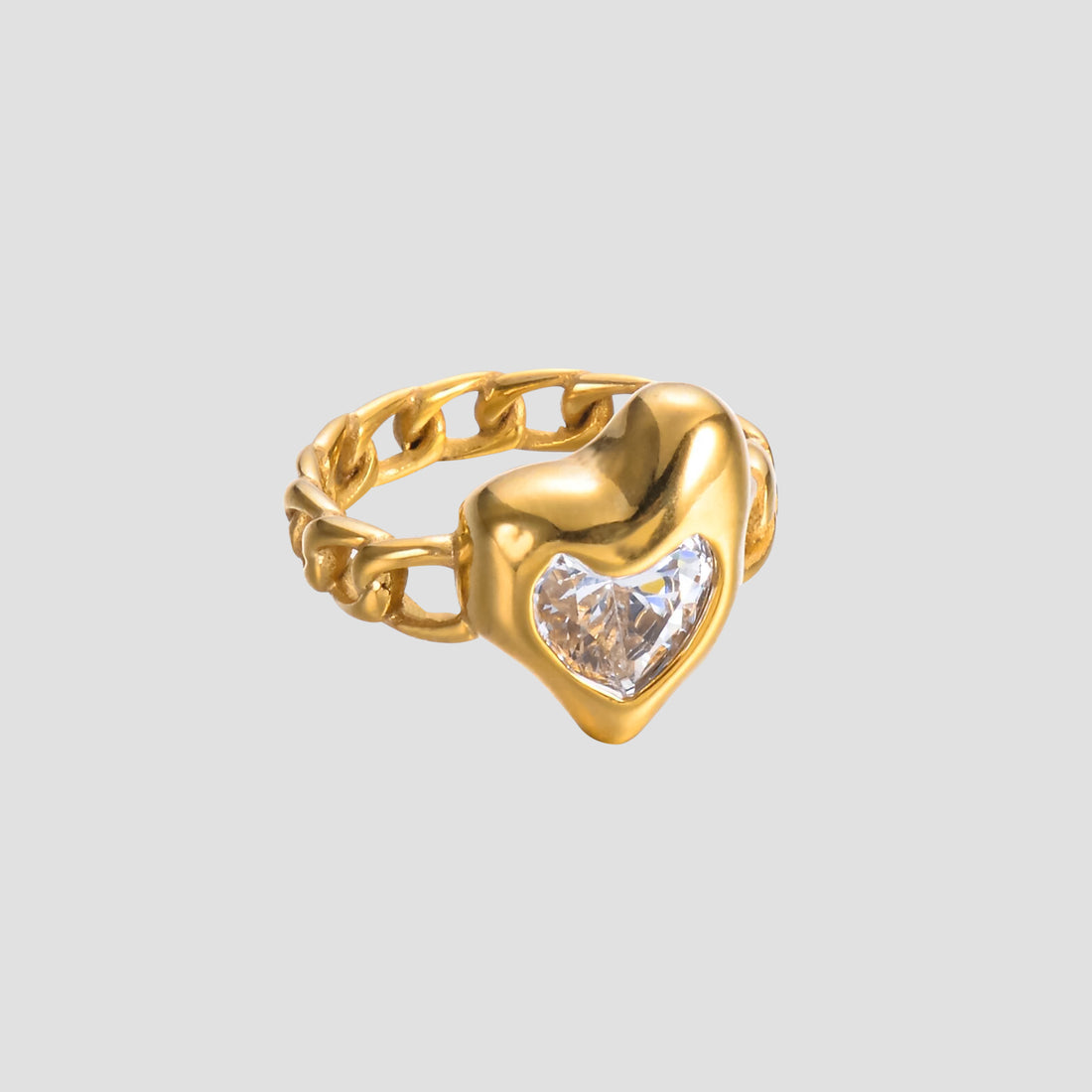 Gemstone Heart Link Ring