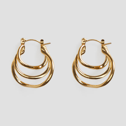 Irregular Triple Layer 18k Gold Earrings - GRISÉ NYC 1
