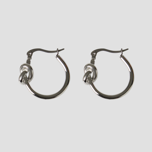 Knot Hoop Silver Earring-grise-nyc.com