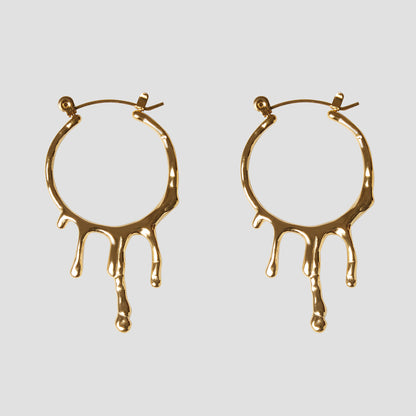 Irregular Drip 18k Gold Hoop Earrings
