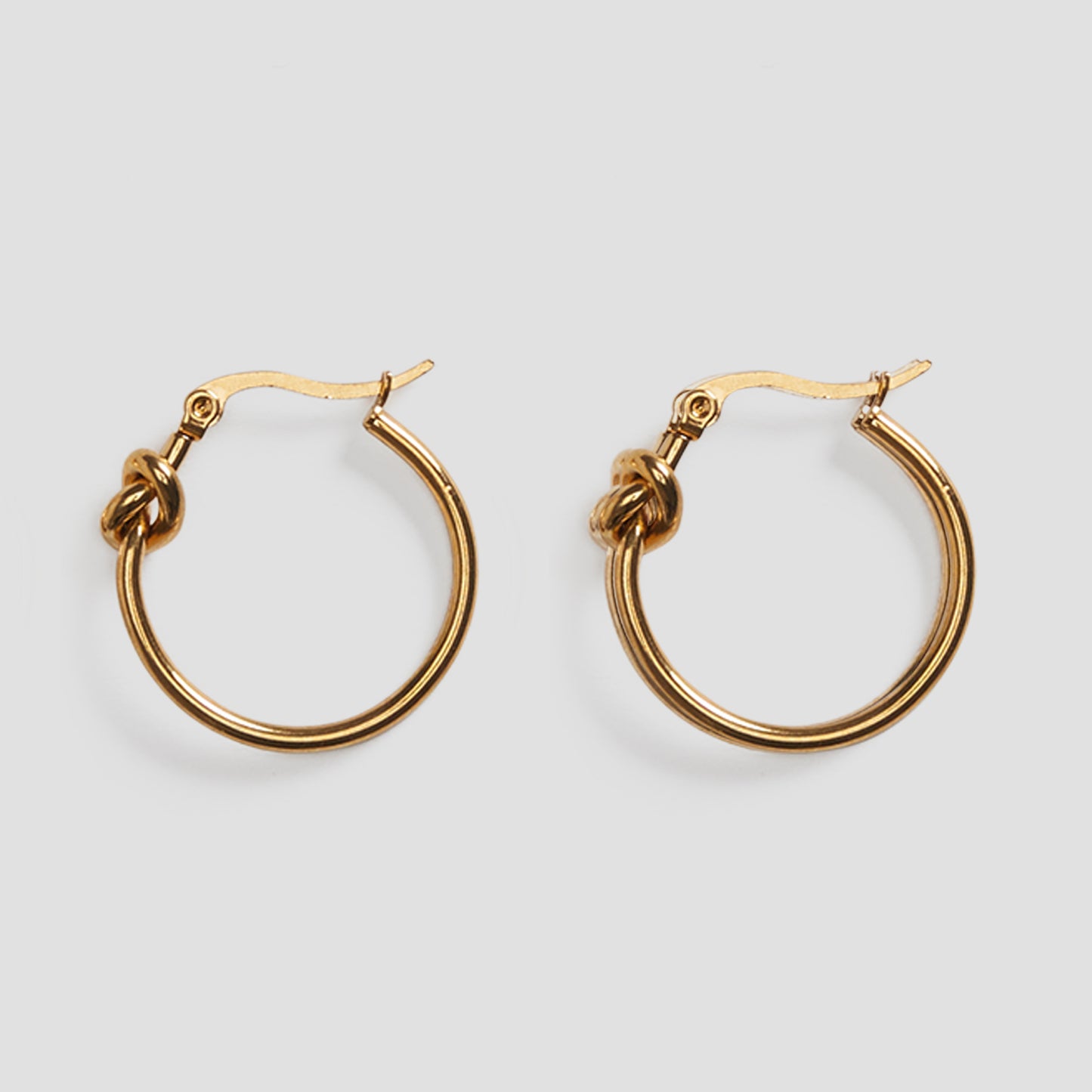 Thin Knot Hoop Earrings - Gold