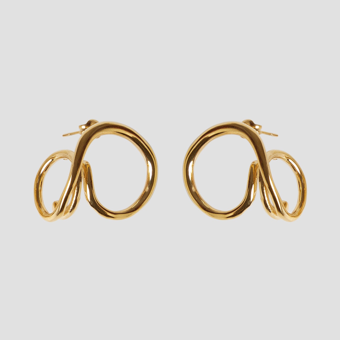 Mini Irregular Infinity Loop Earrings - Gold