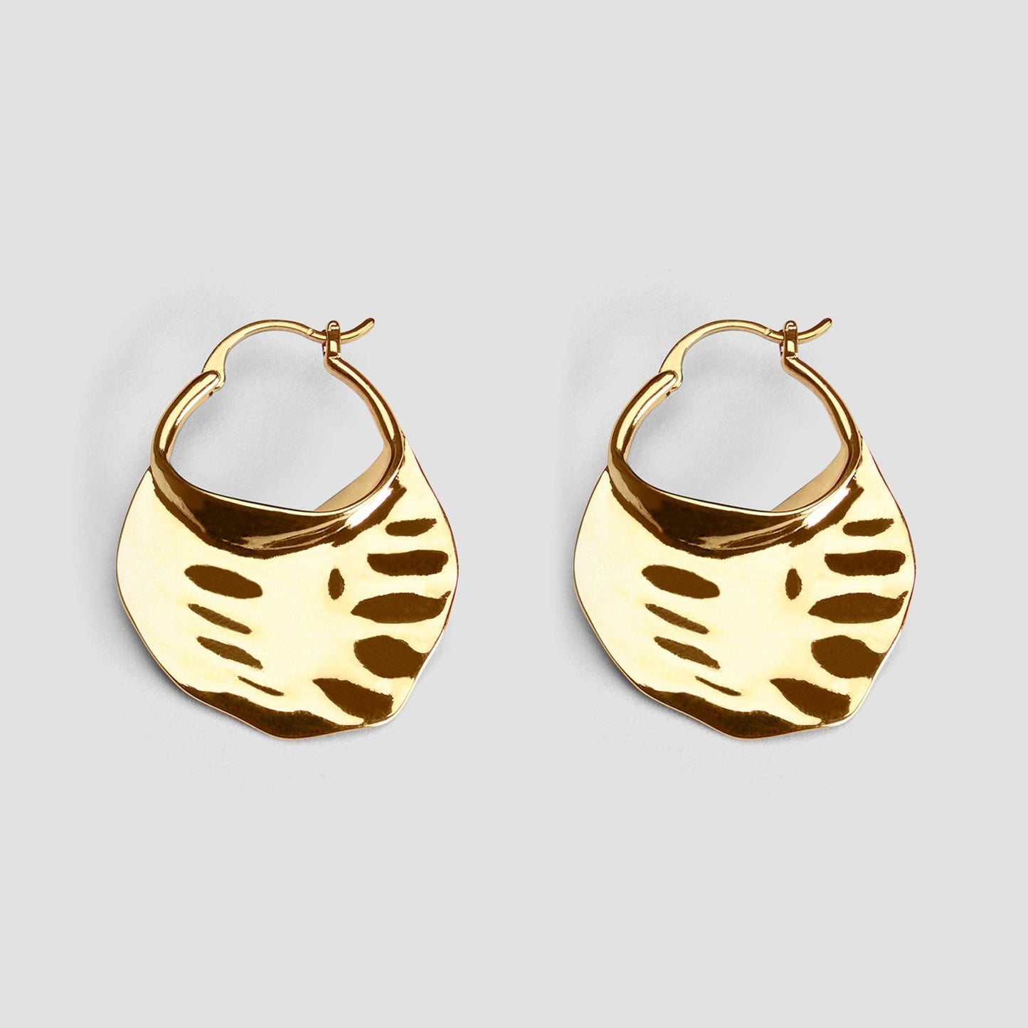 Textured Wave Earrings - Gold