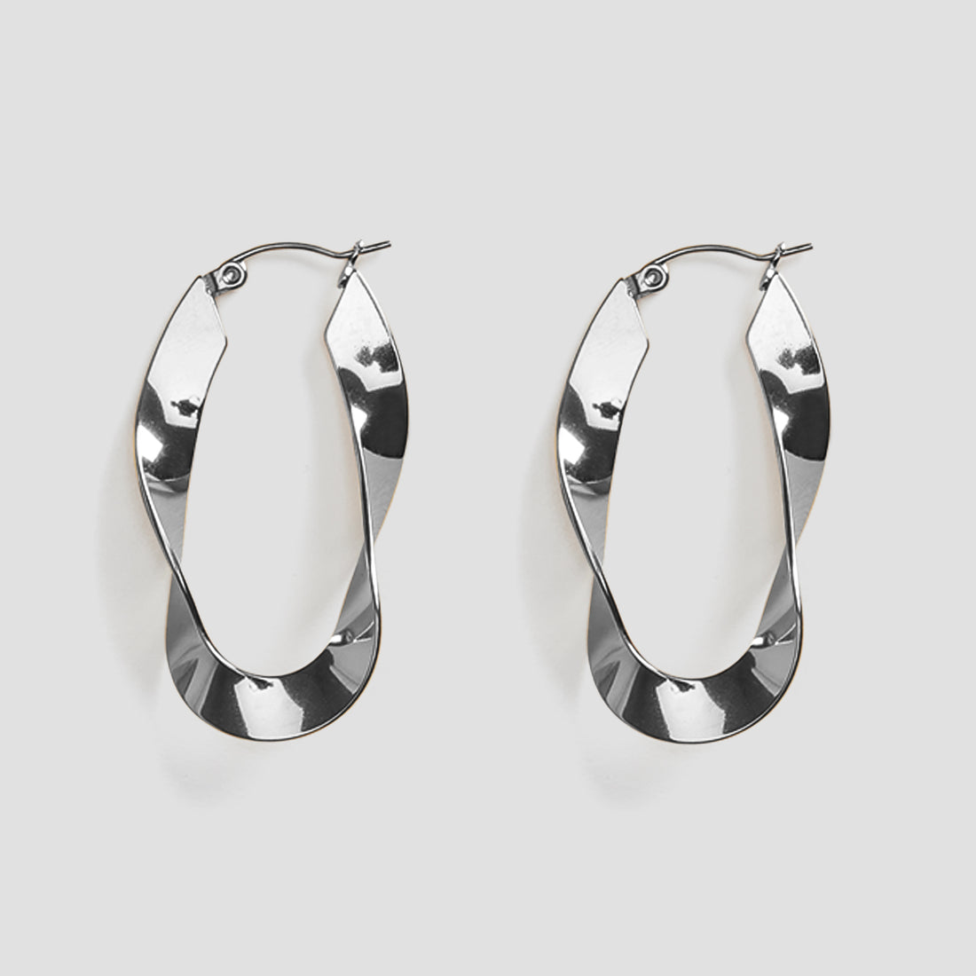 Twisted Oblong Stainless Steel Earrings