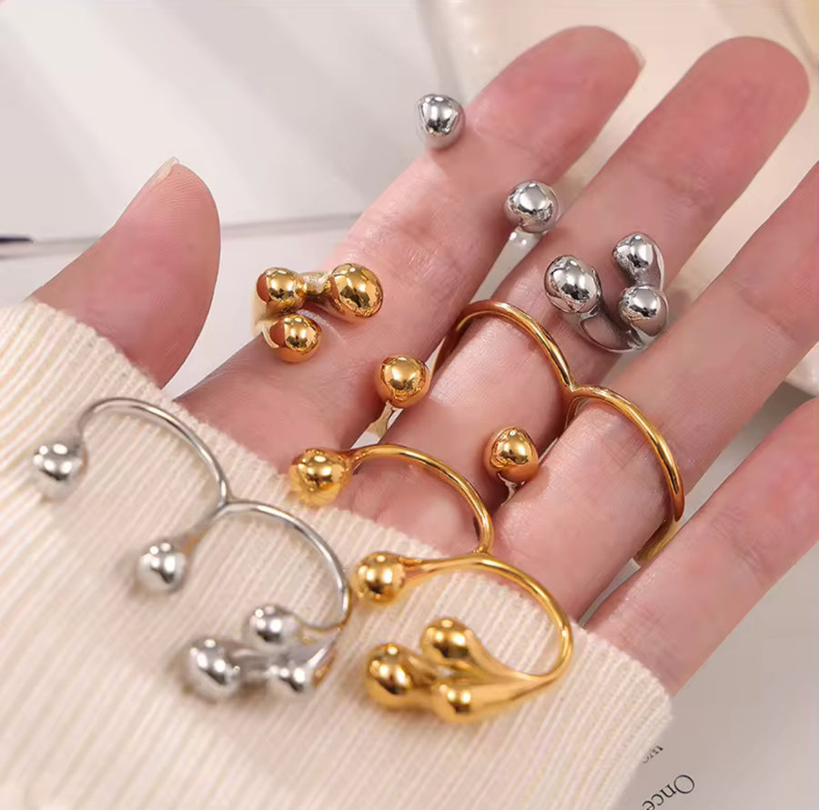 Two-Finger Molecule 18k Gold Plated Ring