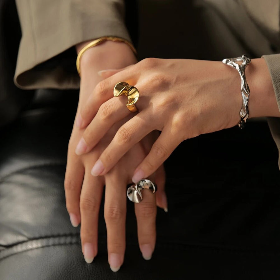 Unico Twisted Stainless Steel Silver Ring