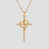 GRISÉ NYC Amour Cross Pendant Necklace 18k gold plated stainless steel cubic zirconia