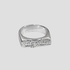 Babygirl Stainless Steel Ring by GRISÉ NYC featuring raised script lettering in polished stainless steel on a light grey background