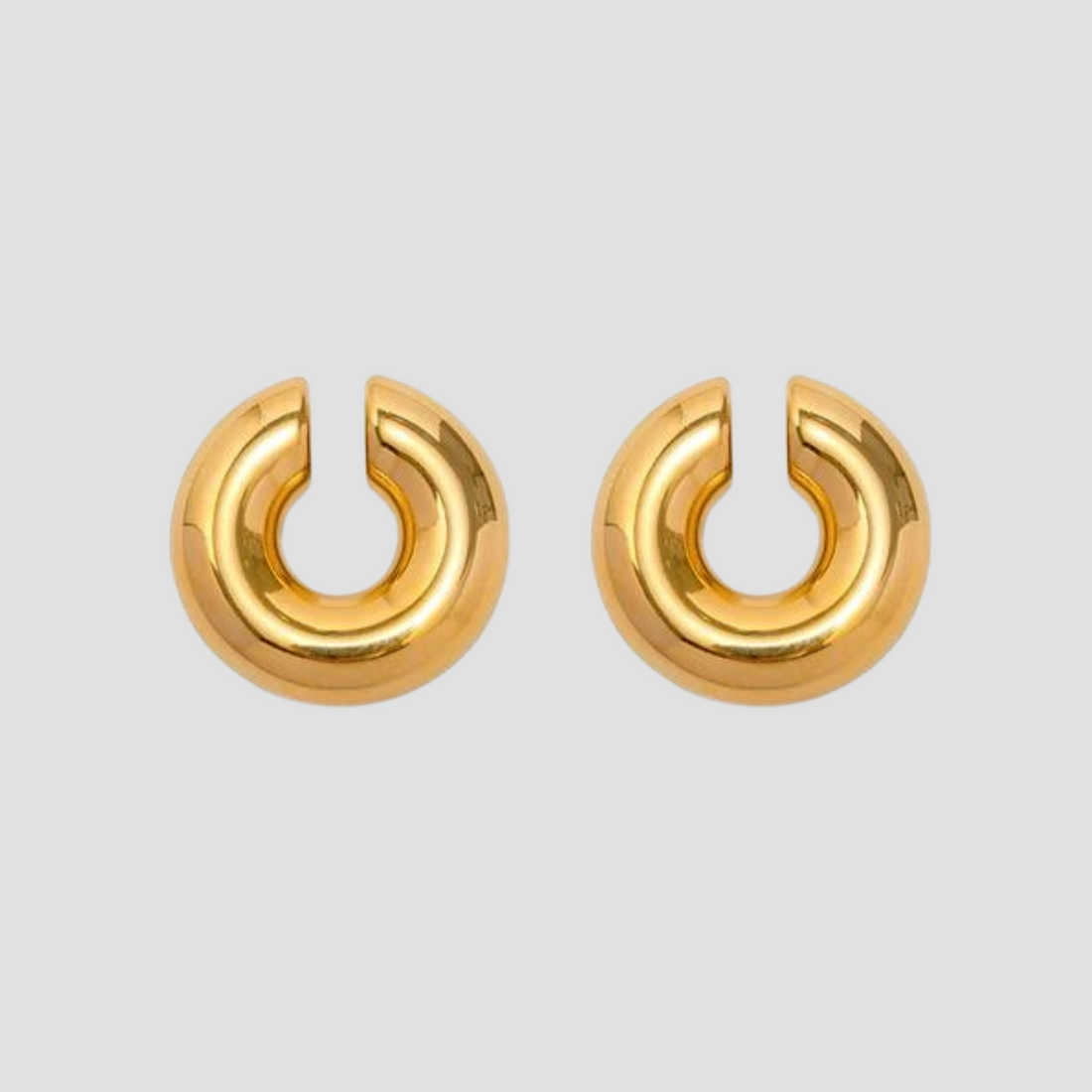 Chunky 18k gold stainless steel ear cuff set by GRISÉ NYC waterproof unisex bold ear jewelry.