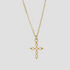 Dainty 18K gold cross pendant necklace crafted from gold-plated stainless steel with a minimalist cross charm on a fine chain by GRISÉ NYC.