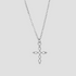 Dainty silver cross pendant necklace crafted from stainless steel featuring a minimalist cross charm on a fine chain by GRISÉ NYC.