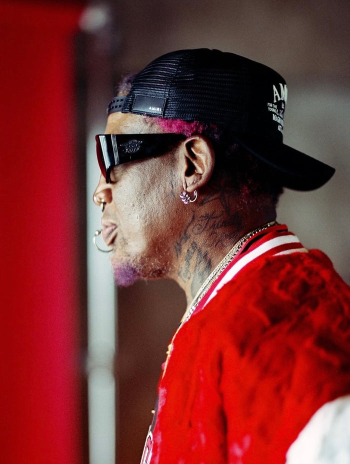 Dennis Rodman wearing GRISÉ NYC jewelry for the Chicago Bulls