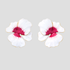 Enamel flower earrings in 18k gold plated stainless steel by GRISÉ NYC on grey background.