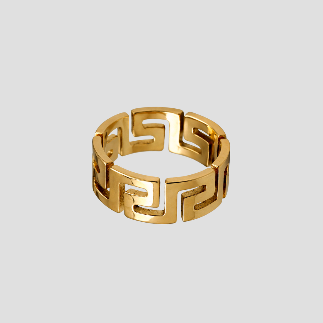 GRISÉ NYC Greek Key Gold Band Ring 18k gold plated stainless steel geometric ring