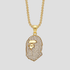 Gold ape pavé pendant necklace with cubic zirconia stones