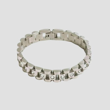 Jubilee link cubic zirconia bracelet in stainless steel