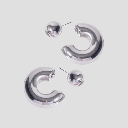 2-in-1 Bold Midi Steel Earrings - GRISÉ NYC 1