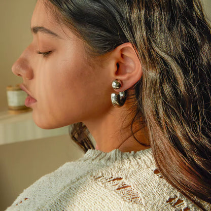 2-in-1 Bold Midi Steel Earrings - GRISÉ NYC 4