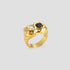 GRISÉ NYC 2-Tone 18k Gold Rugged Ring featuring mixed metal detailing and black stone accents.