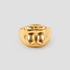 GRISÉ NYC Boobies Gold Plated Ring featuring a sculptural breast-inspired design with rounded curves and a polished gold finish on a light grey background.