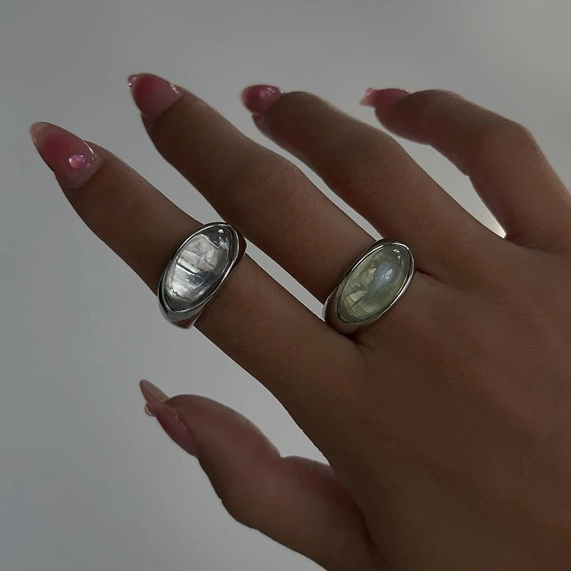 GRISÉ NYC Clear Resin Rings with unique translucent resin stones