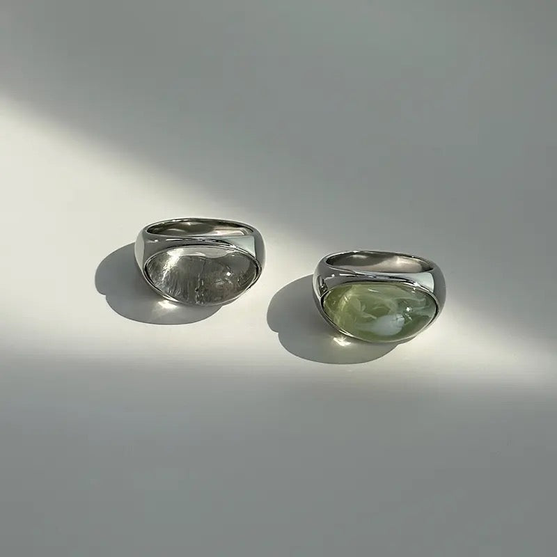GRISÉ NYC Clear Resin Rings with unique translucent resin stones