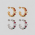 GRISÉ NYC Gemma Multicolor Hoop Earrings in gold and silver, featuring textured sculptural hoops adorned with vibrant multicolored cubic zirconia stones and butterfly back closures.
