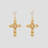 GRISÉ NYC gemstone cross dangle earrings in 18k gold plated stainless steel with cubic zirconia.