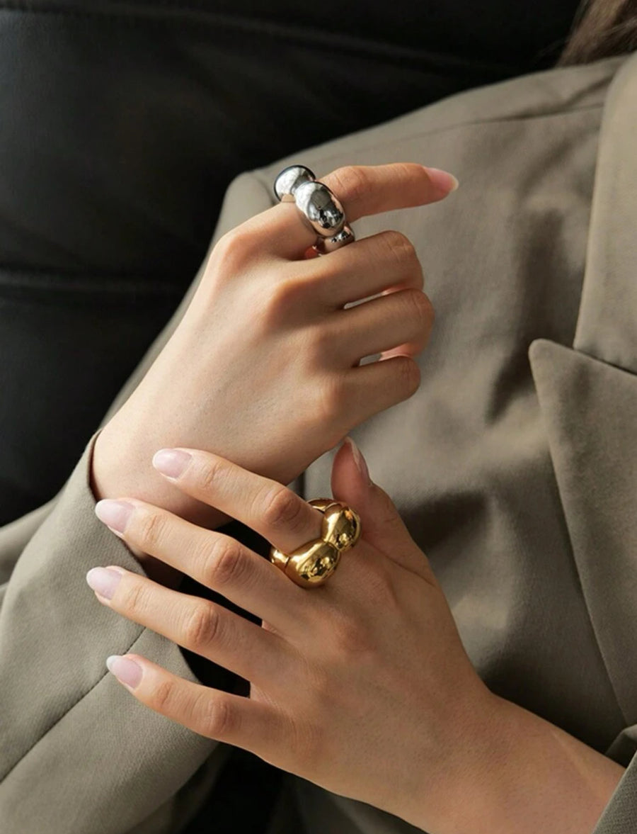 Geometric Bolt 18k Gold Plated Ring
